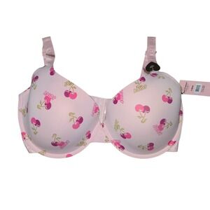 Juicy Couture Sleek & Smooth Bra Womens 38DD Pink Cherry Print Underwire JC1653